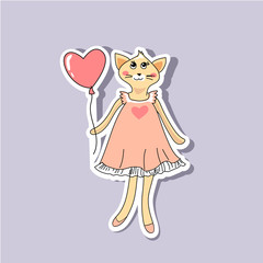 cute cat girl vector illustration