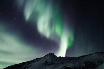 Fototapeta na wymiar Beautiful aurora borealis northern lights show in February 2018