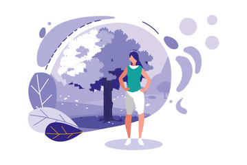 avatar woman with tree and leaves vector design