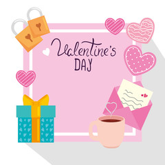 happy valentines day card with decoration vector illustration design