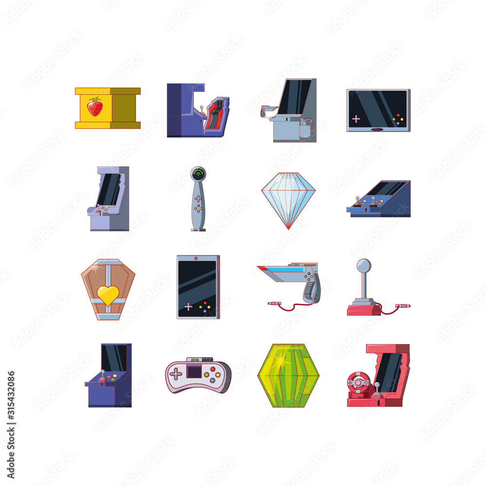 Poster isolated videogame icon set vector design