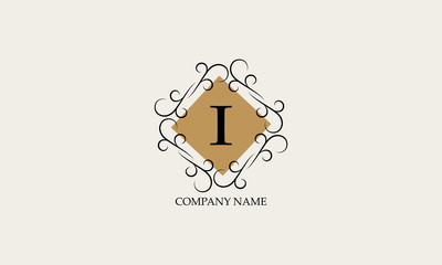 Stylish elegant I logo. Business style and brand of the company, emblem for cafes, bars, restaurants, hotels, boutiques.