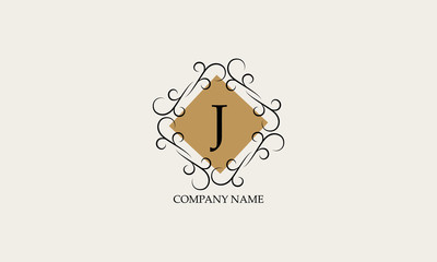Stylish elegant J logo. Business style and brand of the company, emblem for cafes, bars, restaurants, hotels, boutiques.