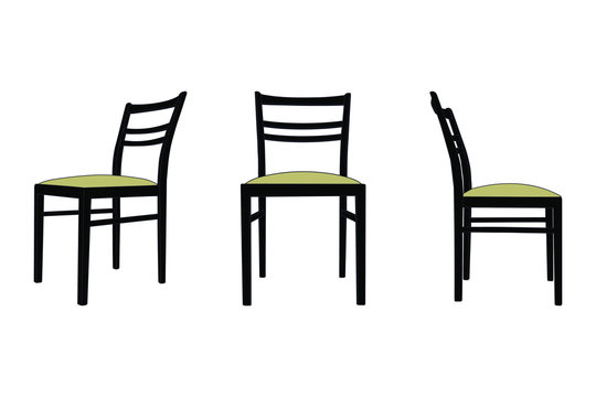 set of black chairs with a light seat. eps10 vector stock illustration