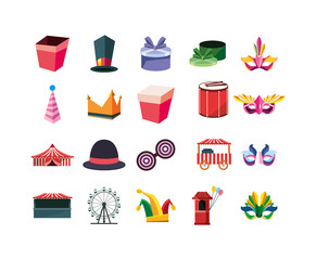 Isolated mardi gras icon set vector design