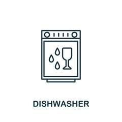 Dishwasher icon from cleaning collection. Simple line element Dishwasher symbol for templates, web design and infographics