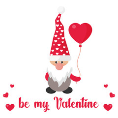 valentines dwarf vector with lovely balloon and text