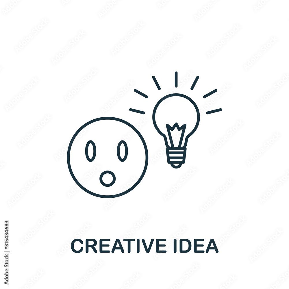 Poster creative idea icon from reputation management collection. simple line element creative idea symbol f
