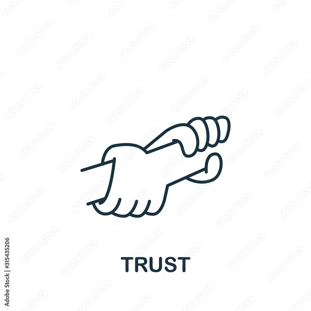 Poster trust icon from reputation management collection. simple line element trust symbol for templates, we
