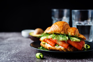 Smoked salmon ricotta cheese cucumber sandwich