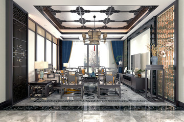 3d render. Modern living room interior.