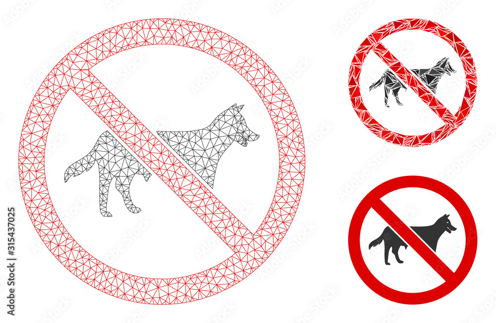 Aufkleber mesh no dog bitch model with triangle mosaic icon. wire carcass triangular mesh of no dog bitch. vec