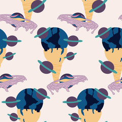 seamless pattern design with blue galactic ice cream