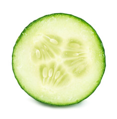 Slice of cucumber isolated on white.