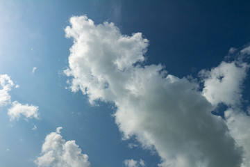 Cottony clouds. Big clouds called cumulus. Day photography.