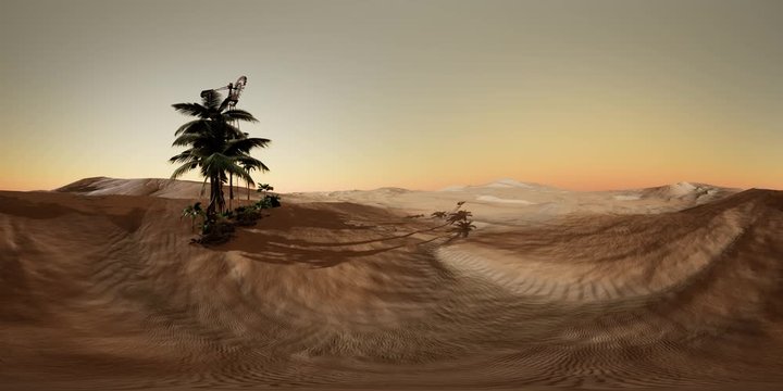 vr 360 camera moving above desert. ready for use in vr360 virtual reality