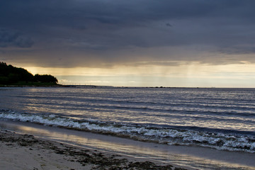 Landscape in cloudy weather at sea