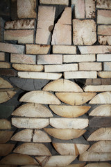 Firewood background. Wooden organic texture.