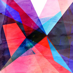 Fototapeta premium Abstract watercolor background with geometric elements