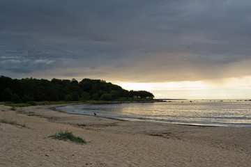 Landscape in cloudy weather at sea