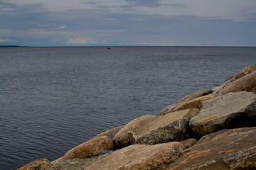 Landscape in cloudy weather at sea