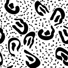 Monochrome Animal Leo Vector Seamless Pattern. 