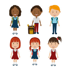 group of little students characters vector illustration design