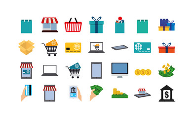 Isolated shopping and ecommerce icon set vector design