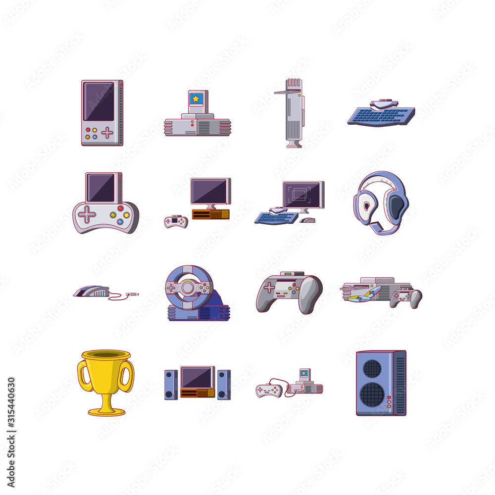 Poster isolated videogame icon set vector design