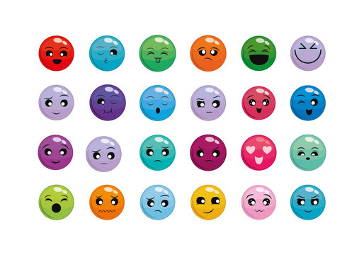 Isolated cartoons faces icon set vector design