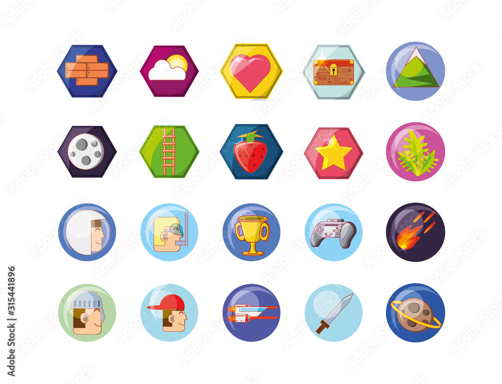 Poster isolated videogame icon set vector design