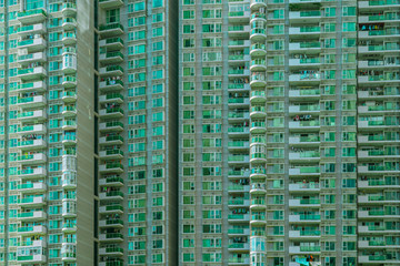Fototapeta na wymiar Shenzhen - green appartment block in megacity at daylight