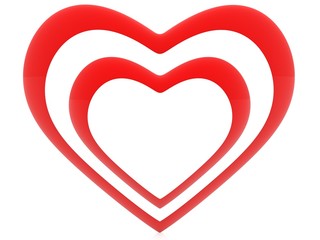 White heart in the center with red outlines around