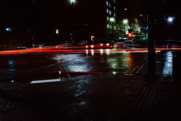 traffic in the city at night
