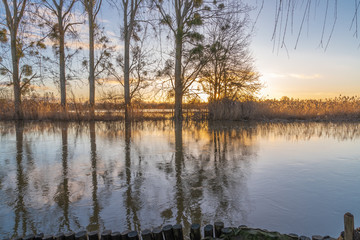 Alençon, France - 12 25 2019: floods on the banks of the Sarthe river