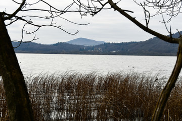 The Benedictine monastery Maria Laach from the shore of Lake Laacher