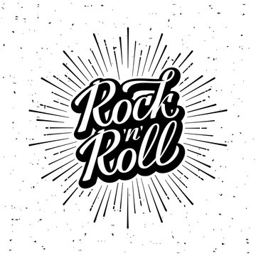 Rock and Roll Lettering White Vector illustration