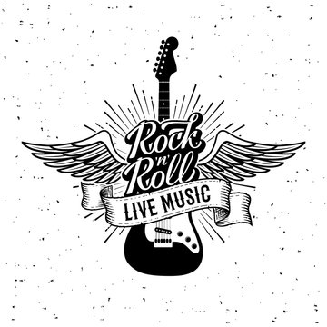 Rock and Roll Live Music Guitar Vector illustration