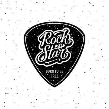Rock Star Plectrum Grunge White Vector illustration