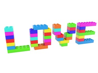 Obraz premium Love concept of colorful toy bricks