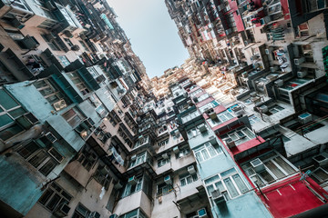 Colorful building facade in Hong Kong, Quarry Bay ( a.k.a. Monster Building)