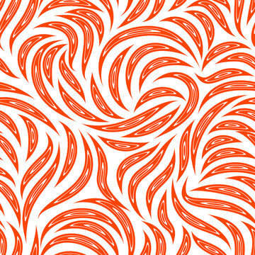 Seamless vector pattern of smooth lines with cuts inside in a Lush Lava trendy color. Texture for fabric or packaging isolated on white background.