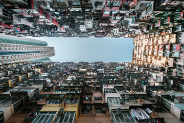 Colorful building facade in Hong Kong, Quarry Bay ( a.k.a. Monster Building) - obrazy, fototapety, plakaty