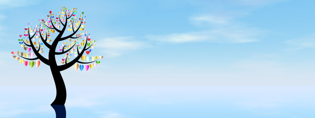 Hearts tree for Valentine's Day - 3D render