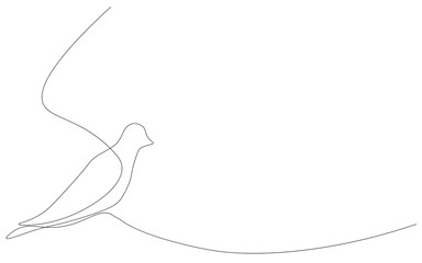 Bird continuous line drawing on white background vector illustration