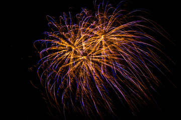 Yellow and purple fireworks