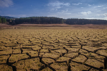 The bottom of the empty Studena dam near Pernik, Bulgaria. Hot weather and climate changes makes...