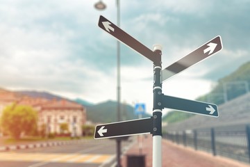 Road sign with sky background and copy space for your message