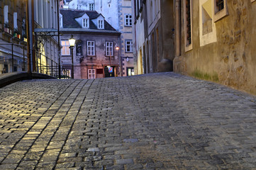 Griechengasse old stone street at night in Vienna Austria
