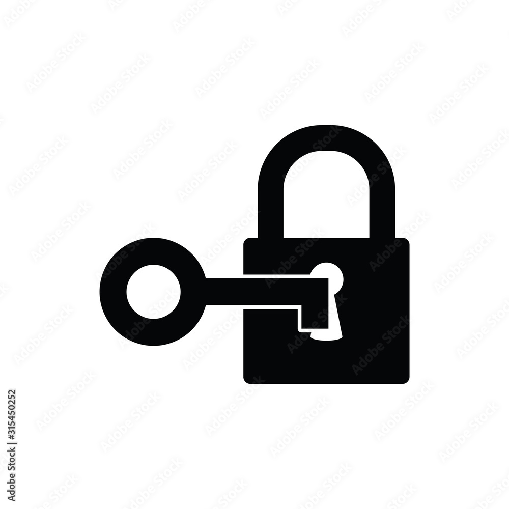 Aufkleber key icon with lock symbol/ simple unlock symbol/ black vector icon set. vector icon, symbol for webs